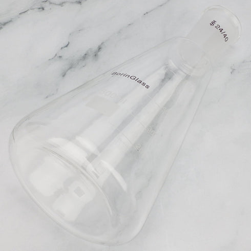 24/40 Glass Erlenmeyer Flask, 500ml Borosilicate Glass Graduated Laboratory Flask with 24/40 Standard Taper Joint