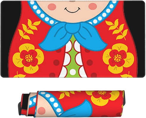 Hwxzupm 16x29.5 Inch Russian Nesting Dolls Gaming Mouse Pad Large - Non-Slip Desk Mat with Stitched Edges, Durable