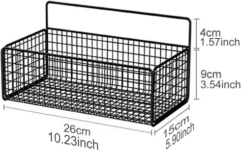 Fenteer Retro Wooden Remote Organizer and Metal Wall Hanging Basket Shelves for Table Nightstand Couch Office Kitchen