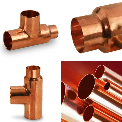 Everflow Supplies CCRT1002 Reducing Tee Fitting, 1 X 1/2 X 1" C X C X C with Solder Cups