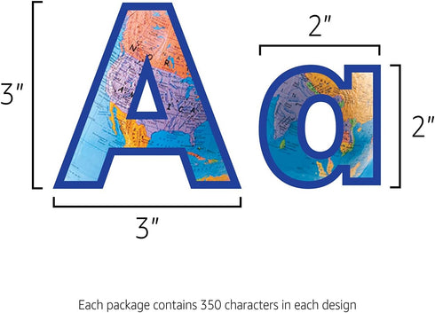Bulletin Board Letters and Numbers by Hygloss Products – Punch Out Globes Design Combo – 3 Inch, 350 Pieces