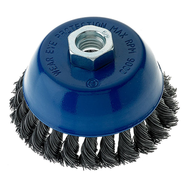 Mercer Industries 189030 - 4" x 5/8"-11 Knot Cup Brush, .020 Carbon Steel Wire for Cleaning