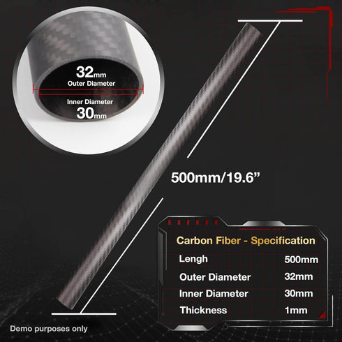 ARRIS 330mm 18mm x 20mm x 330mm Glossy Surface 3K Roll Wrapped 100% Pure Carbon Fiber Tube for Quadcopter (2PCS)