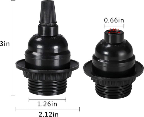 E26/ E27 E26 200 Bulbs (8PACK) Black Light Sockets, Retro Edison Lamp Holder with Medium Screw, Heat Resistant Standard