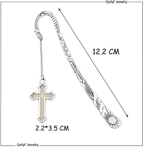 Gzrlyf Cross Bookmark, Glow in The Dark Book Markers for Book Lovers, Christian Gifts (Luminous Bookmark)