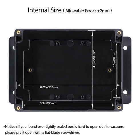 Junction Box IP65 Waterproof Dustproof ABS Plastic Universal Electric Project Enclosure, Black 6.3x4.3x3.5 inch