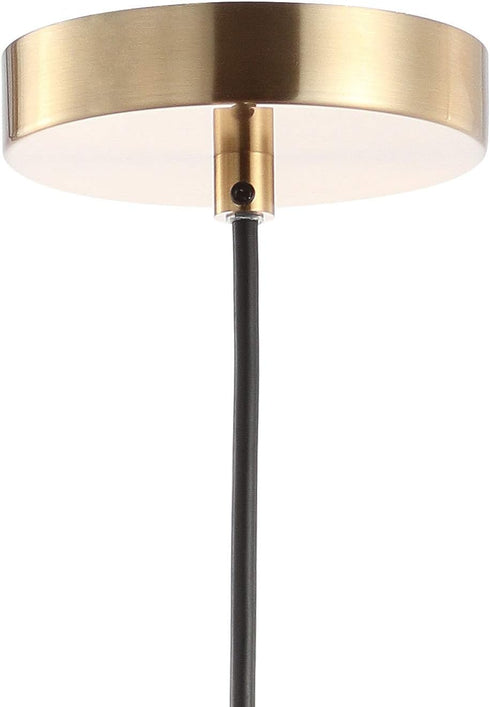 6" 1-Light Bulb JYL6131A JONATHAN Y Black/Brass Gold Apollo Mid-Century Modern Iron LED Pendant, Black Metal Shade