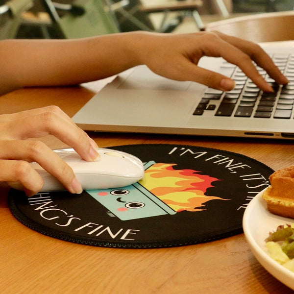 Dumpster on Fire Small Mouse Pad, Cute Round Mousepad with Non-Slip Rubber Base for Desk Accessories