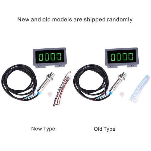 Digital LED Tachometer, 4 Digit RPM Meter for Motor Speed Measurement, NPN Hall Proximity Switch Sensor
