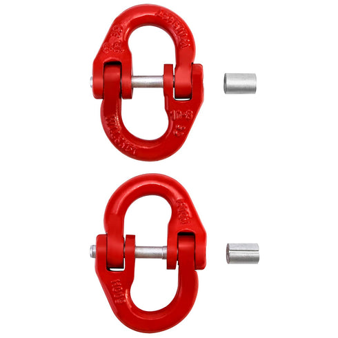 QWORK G80 Alloy Steel Coupling Link, 2 Pack, 3/8" Hammer Lock Chain Connector, 7100 lbs Working Load Limit