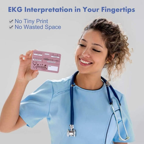 EKG Badge Card Nursing Reference Interpretation ECG Ruler Measurement Cardiac, Cheat Sheet Nurse Accessories
