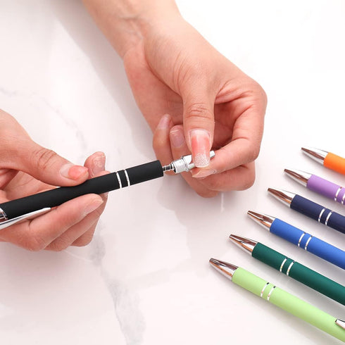Ballpoint Pen with Stylus Tip, Soft Touch Click Metal Pen, 1.0mm Medium Point, Black Ink, 12 Count