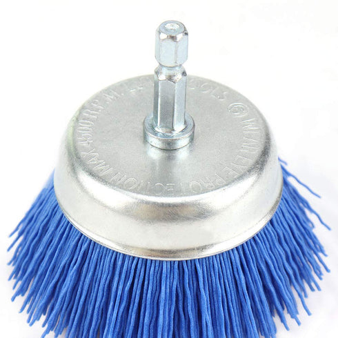 3inch Nylon Drill Brush Nylon Abrasive Cup Brush - 1/4 Hex Inch Shank Grit 240 for Rust Removal