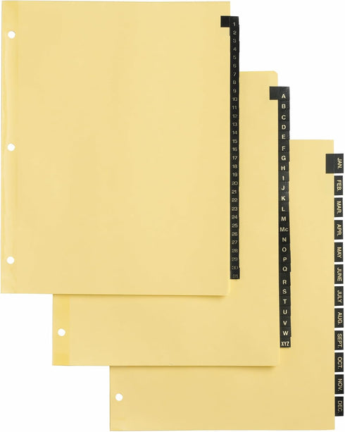 Preprinted Black Leather Tab Dividers, 12-Tab, Letter Office Essentials 11484