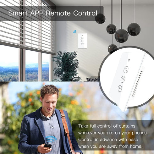 MOES WiFi Smart Curtain Switch Motorized Roller Blinds Shutter Switch,Smart Life/Tuya APP Remote Control,Compatible