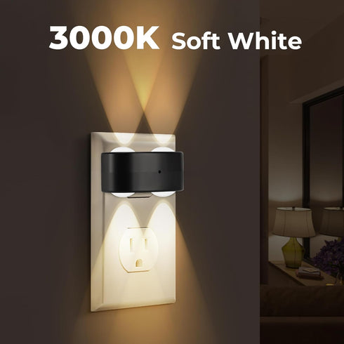 SETEN 4-Pack 2700K LED Night Lights Plug into Wall, Soft White with Light Sensor, Ambient Lighting for Hallway