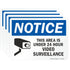SmartSign (Pack of 4) 5 x 7 inch “Notice - This Area Is Under 24 Hour Video Surveillance” Sticker Labels, USA-Made
