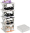 Afromy 5 Tier Plastic Collapsible Shoe Shelf, Vertical Shoe Organizer Rack for Front