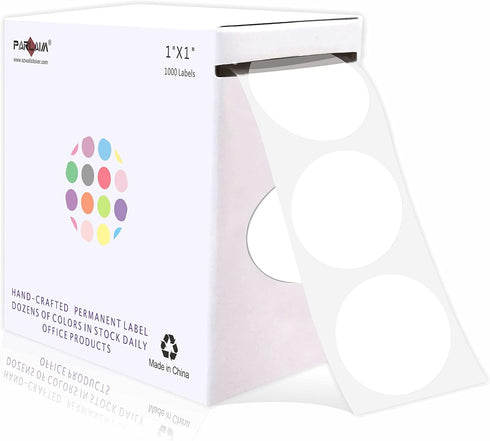 PARLAIM 1 Inch Round Permanent Adhesive Color-Code Dot Stickers, 1000 Stickers Roll Dispenser Box
