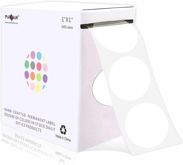 PARLAIM 1 Inch Round Permanent Adhesive Color-Code Dot Stickers, 1000 Stickers Roll Dispenser Box