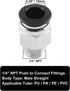 5Pcs Male Straight Push to Connect Fittings, 10mm Tube OD x 1/4 inch NPT Thread for Pneumatic Hose