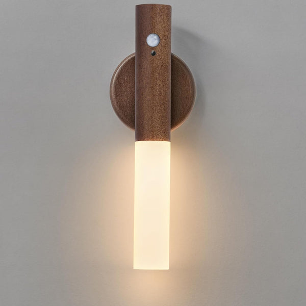 Montford Battery Operated Wall Sconces, Wooden Motion Sensor Night Light Rechargeable Wall