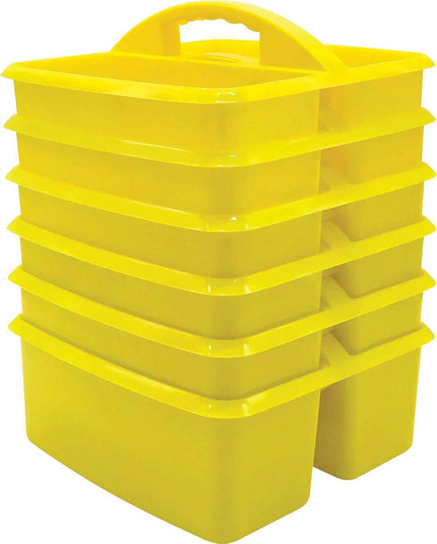 Teacher Created Resources Yellow Plastic Storage Caddy 6-Pack, 3 Compartment for Classrooms, Kids Room, Office