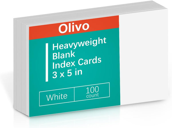 Olivo Blank Index Cards 3x5 Unlined Unruled Flash Note Cards 3" x 5",