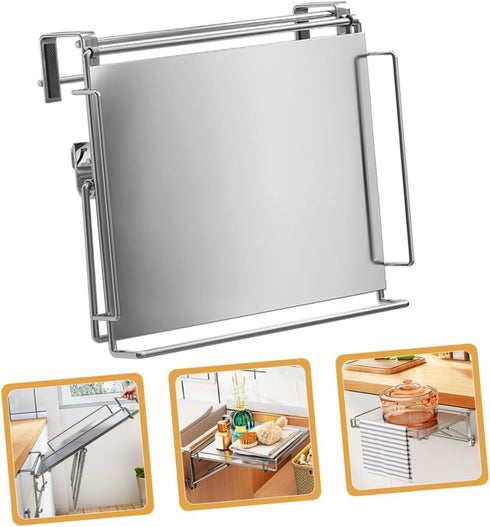 Foldable Stainless Steel Hanging Door Shelf Kitchen Storage Rack Organizer Non-punching Wall-friendly Space-saving