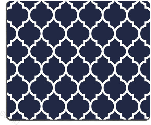 SSOIU Gaming Mouse Pad Custom, Modern Navy Blue Quatrefoil Mouse Pad 9.5 X 7.9 inch