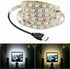 ausuky 5V (White-2m 120leds) USB LED Strip Light White TV Backlight Lamp Self Adhesive Flexible Tape Wire