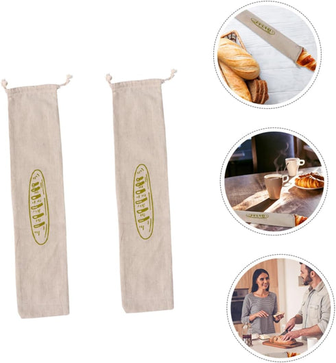 HAKIDZEL 2pcs Reusable Linen Bread Bag Drawstring Storage for Homemade Bread Pouches for Bakery Freshness Capacity