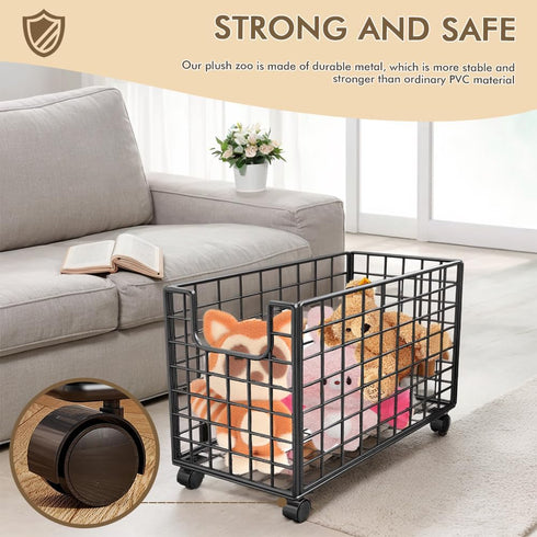 ETOYA 360 Rolling Wire Storage Basket, Metal Mesh Laundry Hamper Cart with Swivel Wheels, Multifunctional Mobile