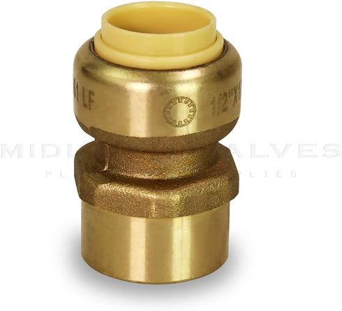 Everflow Supplies UPFC12 1/2 Inch Long Push X Female Adapter for Push-Fit Fittings, No Lead DZR Forged Brass