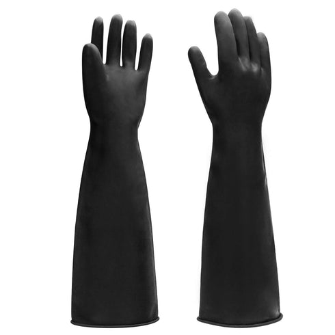 Black Rubber Gloves Extra Large, 22" Long, Chemical Resistant for Heavy Duty Cleaning