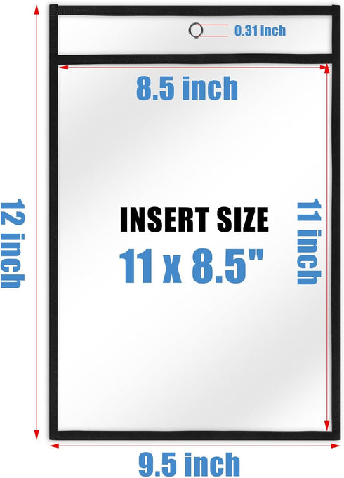 8.5x11, 50 Pack 8.5 11 Heavy Duty Dry Erase Pockets Plastic Paper Sleeves Job Ticket Holder Clear Sheet Protectors x