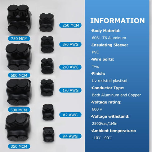 3-Pack 4-14AWG 2 MAKERELE Insulated Inline Splice/Multi Tap Connectors, Port Pre-Filled Oxide Inhibitor Connectors