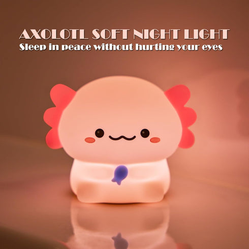DEALFUN Axolotl Cute Cartoon Nursery Night Lights, Animal Design Safe Silicone Soft LED Nursery Lamp for Toddler Room