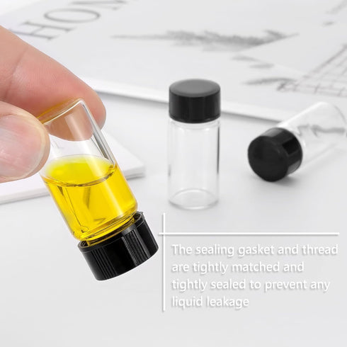 Ellbest 5ml (0.17 Oz) Small Glass Vials, Clear Glass Bottles with Screwcap, Pack of 10 for Liquid Sample Collection
