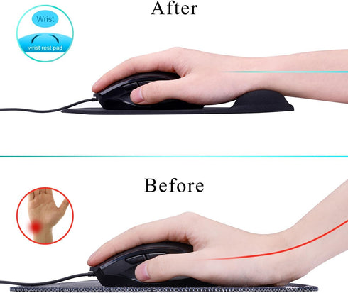 JIKIOU 2 Pack Mouse Pad, Ergonomic Mouse Pads with Comfortable Gel Wrist Rest Support and Smooth Cloth, Non-Slip PU