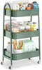 EAGMAK 3 Tier Utility Rolling Cart, Metal Storage Cart with Handle and Lockable Wheels for Kitchen, Living Room,