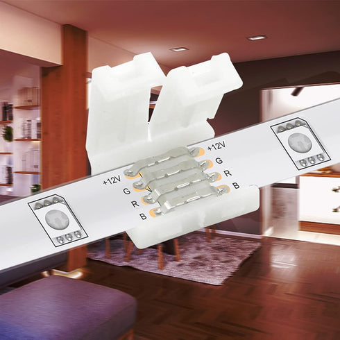 DAYBETTER 20 4 10mm 5050 Pcs Pin Led Light Connectors, Wide Led Connectors Unwired Gapless Solderless Adapter Clips