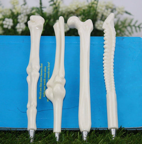 EOM 4pcs White Bone Ball Pen Gift for Nurse Radiographer, Femur Finger Spine Tibia Fibula Crazy Stationery Student Kid