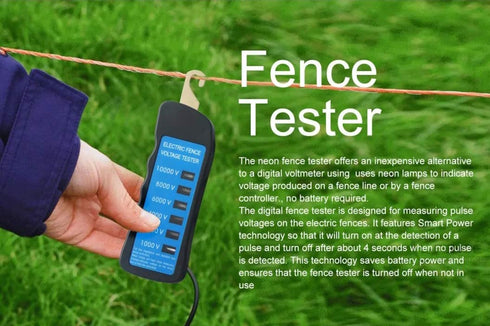 Electric Fence Tester with 8 Neon Lights, 7KV Voltage Tester for Farm Fences