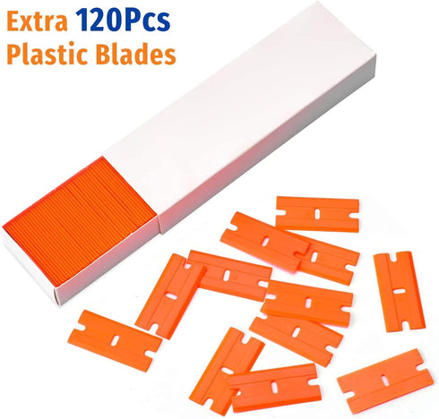 Plastic Razor Blade Scraper Tool with 20 PCS Blades for Removing Labels and Stickers