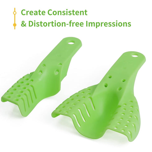 10 PCS Dental Impression Trays Disposable Plastic Set - Small Medium Large Autoclavable Perforated (Green)