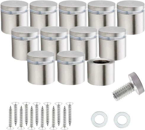 RuoFeng Stainless Steel Wall Mount Glass Standoff Holder 12 Pcs (19x20mm) with Screw Nails Advertising