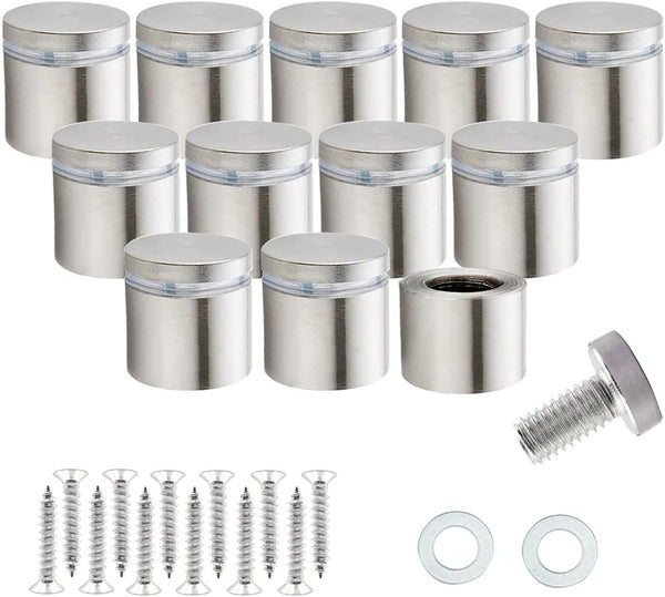 RuoFeng Stainless Steel Wall Mount Glass Standoff Holder 12 Pcs (19x20mm) with Screw Nails Advertising