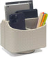 UnionBasic 360 Degree Rotating Desk Organizer, Woven Beige Spinning Caddy for TV Guide, Mail, Media, Remote Holder