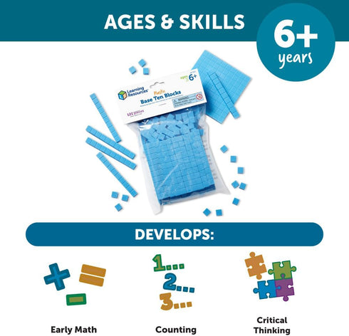 Pack 121 6+, 1+, Learning Resources Base Ten Blocks Smart - Pieces, Ages Grades Math First Grade Games, School Supplies